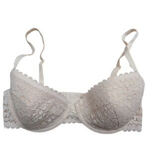Princesse Tam Tam Underwired Floral‎ Lace Balconette Bra Ivory Adjustable Straps